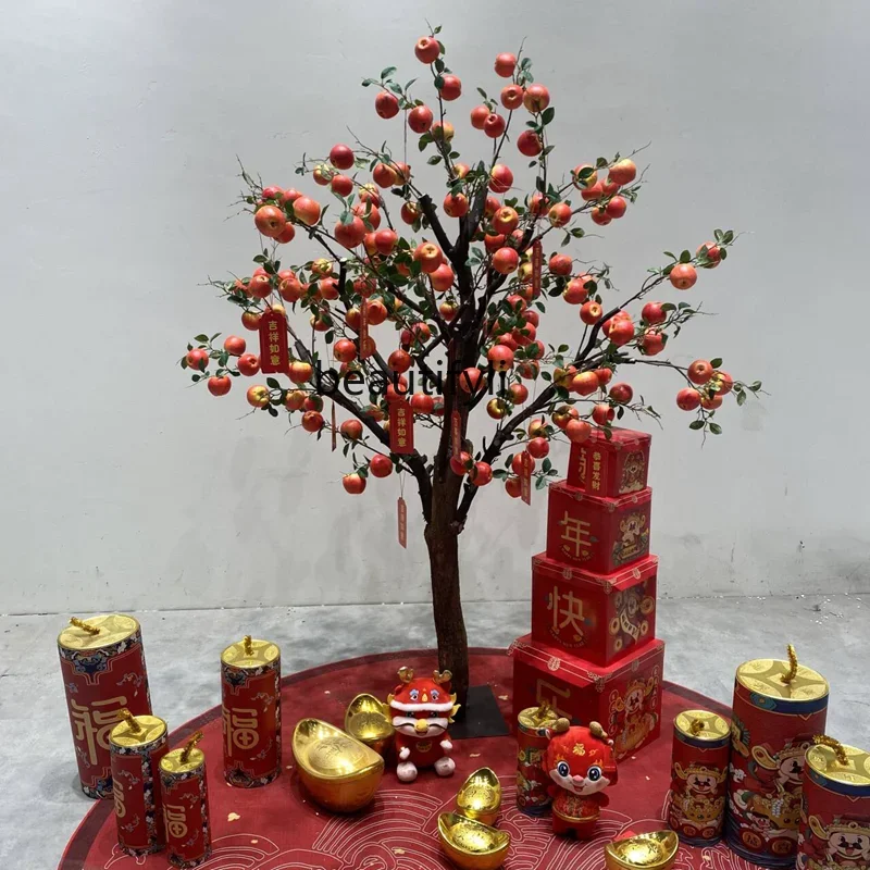 Simulation Apple Tree Fruit Fake Trees Pastoral Style Fruit Decorative Tree Large Landscaping