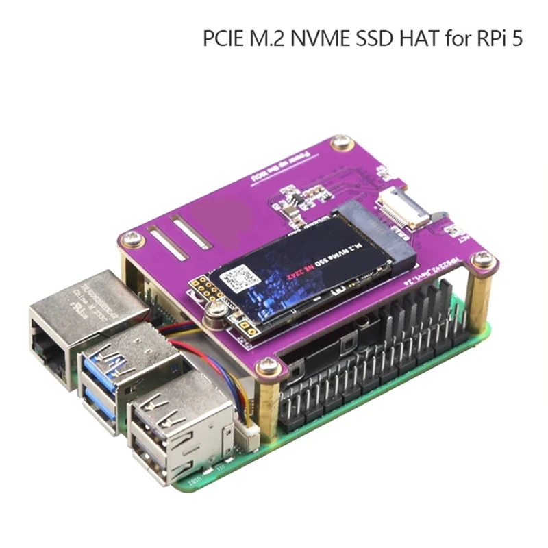 Placa de Expansão para Raspberry Pi 5, Durável, PCIE M.2, NVME, 2230, 2242, Gen3, SSD