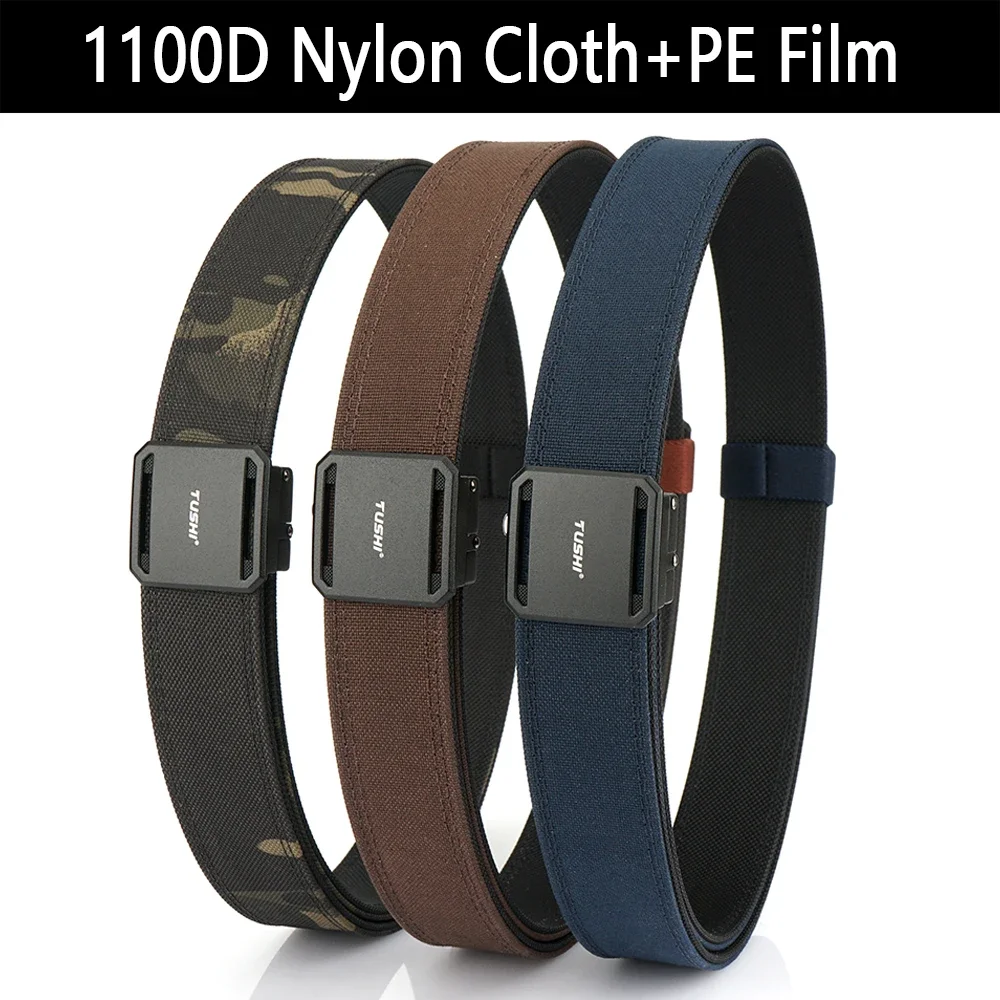 TUSHI Brand 3.8 Double Layer Thickened Tactical Belt CS Multifunctional Automatic Buckle Upgraded Version Gun Hanging Nylon Belt