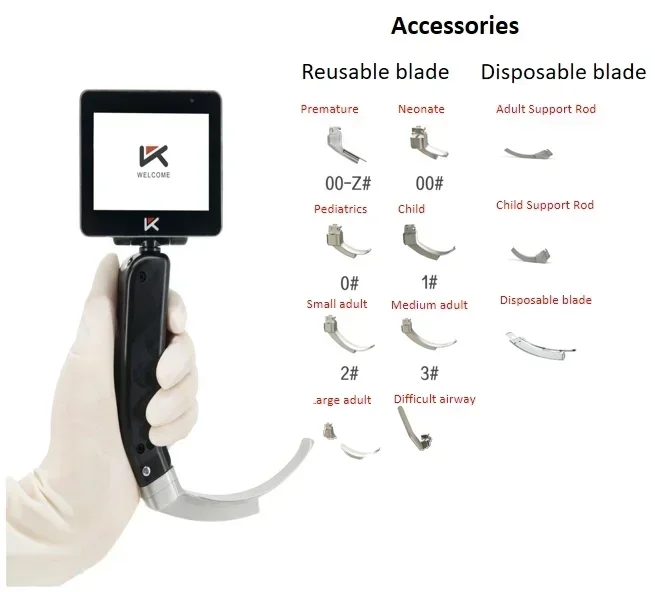 Factory Manufacture Medical Equipment  Digital Reusable Laringoscopio Video Laryngoscope Reusable Clinical Intubation