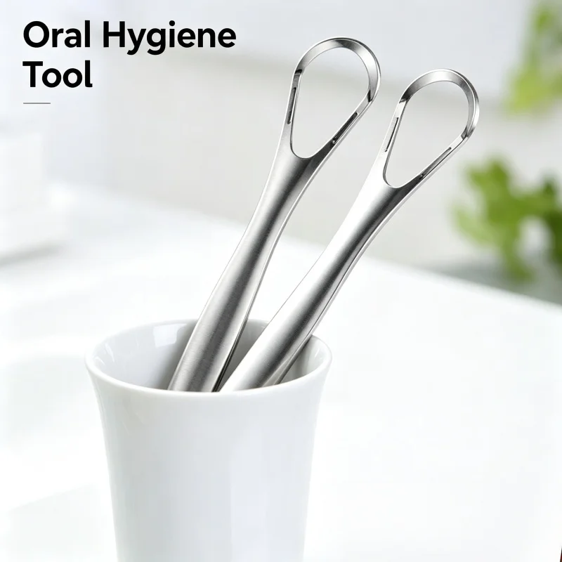Stainless Steel  Scraper Cleaner Remove Tongue Coating Bad Breath Oral Hygiene Care Tool for Adults