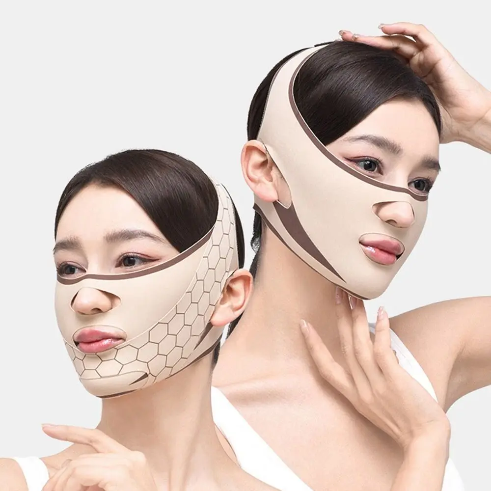 調節可能な顔彫刻スリープマスク V 字型冷却フェイスリフティング引き締めベルト再利用可能な通気性 V ライン整形マスク