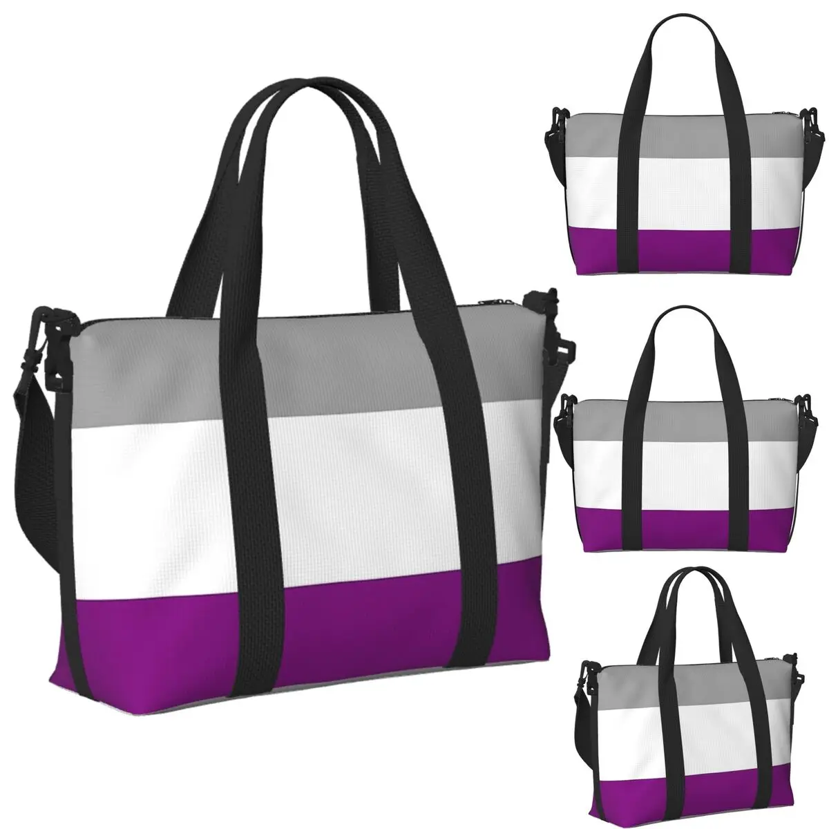

Custom Asexual Flag Beach Travel Bag Large Capacity Tote Bags for Gym Yoga Women Shopping Duffle Shoulder Bag