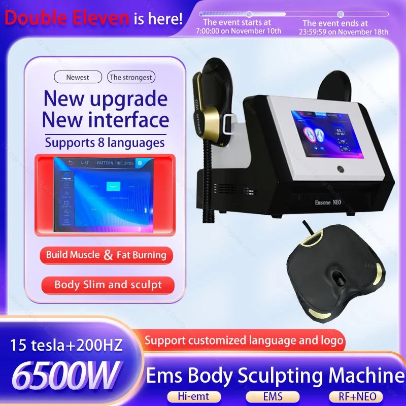 New upgrade 6500W 15 tesla nova EMSone neo muscle stimulate fat burn body slimming weight loss ems body sculpting machine