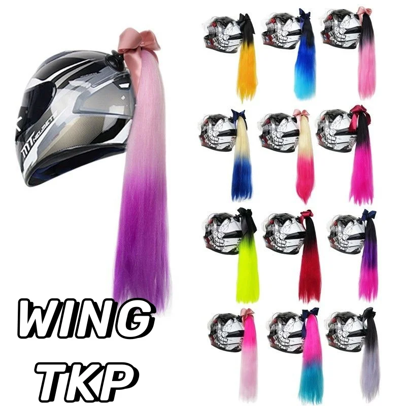 

WINGTKP Helmet Braid Decoration With High-Quality Bow Helmet Ponytail Decoration Suction Cup Detachable Helmet Braid Accessories