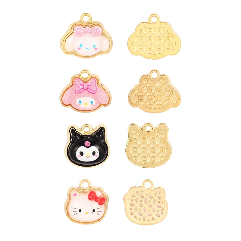 10ชิ้น SANRIO Kuromi Hello Kitty การ์ตูน Kawaii โลหะผสมจี้เรซิ่นเสน่ห์ DIY สร้อยคอสร้อยข้อมือต่างหูเครื่องประดับพวงกุญแจ