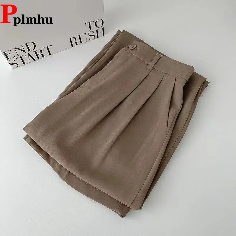 

Basic Elastic High Waist Straight Suit Pants Elegant Baggy Pantalones Women New Fashion Spodnie Classic Formal Korean Trousers