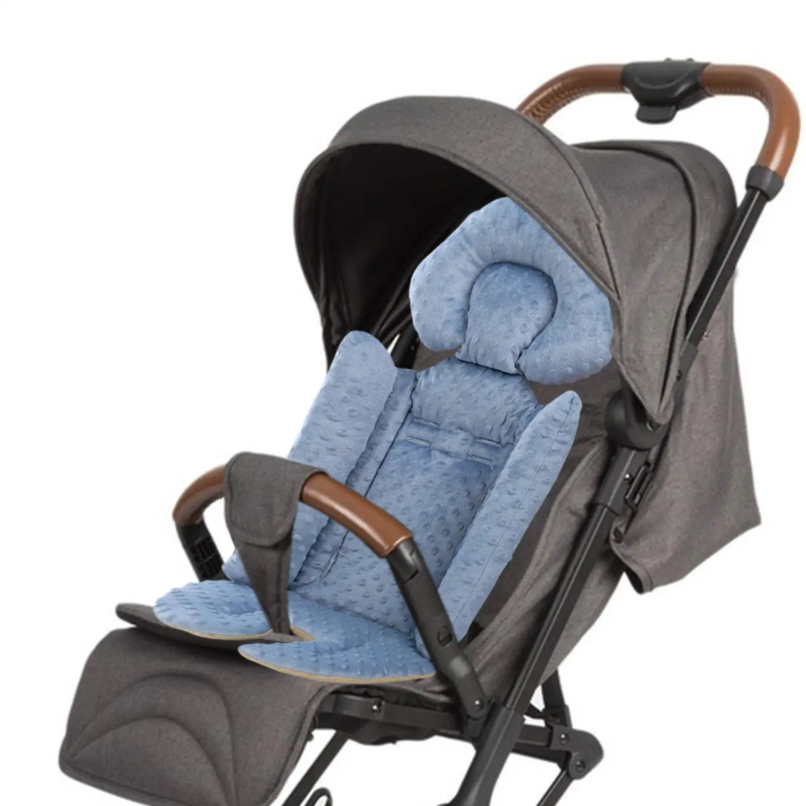 Baby Carriage Cushion Universal Stroller Mat Breathable Thick Suede Seat Pad Adjustable Straps Non Slip Comfort for Infant