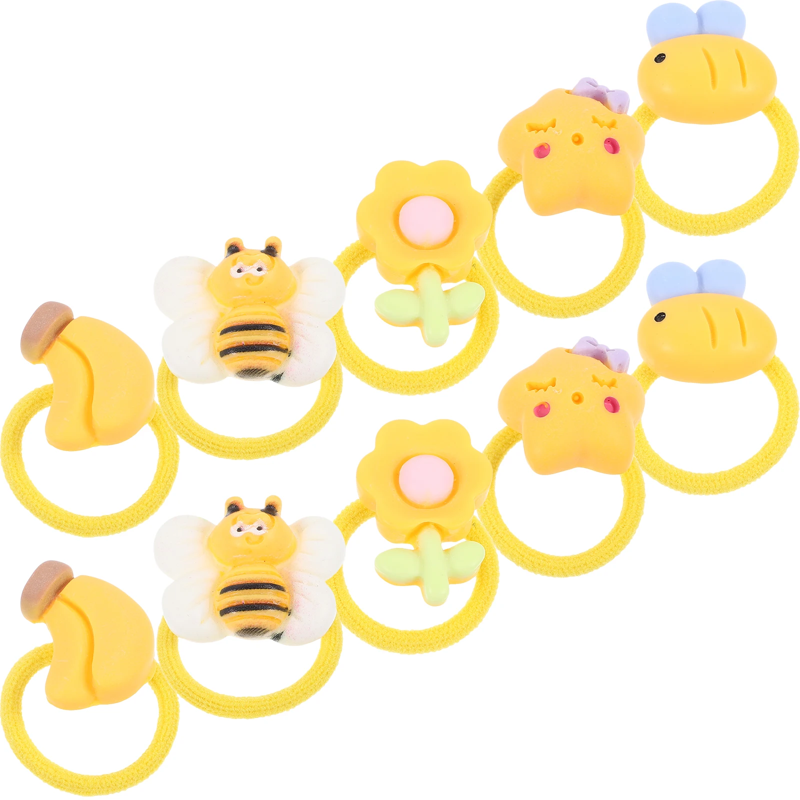 

10pcs Pet Hair Tie Yellow Soft Gentle Material Rubber Bands for Cats Dogs Cute Decorative Accessories