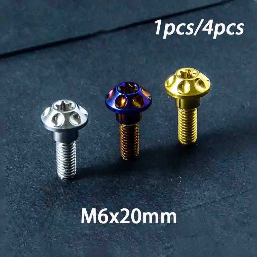 1/4pcs Titanium Alloy Motorcycle Fancy Umbrella Head Screw Torx M6x20mm For R1R6 Suzuki Motorcycle Brake Disc Repair Screw