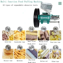 Commercial Snack Extruder 10 Use Corn Rice Food Puffing Machine Twisted Hollow Stick Solid Crispy Popper Bulking Machine