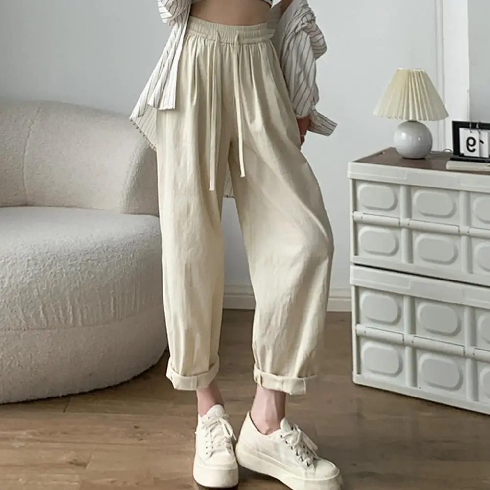 

Women Solid Color Harem Pants Solid Color Women's Harem Pants Stylish Wide Leg Trousers with Elastic Drawstring Waist for Casual