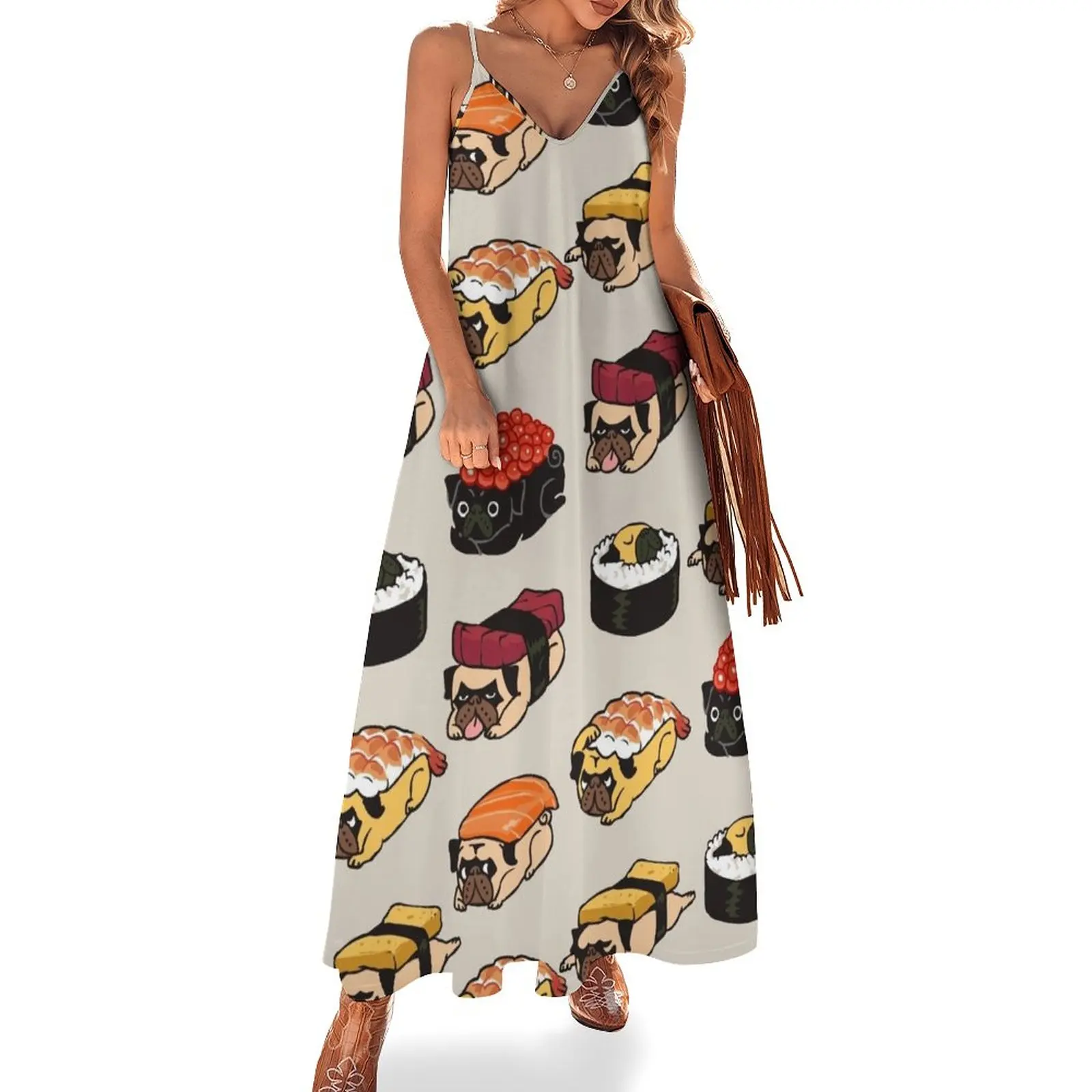 

Sushi Pug Sleeveless Dress summer dress for women 2023 Evening gown Women's skirt