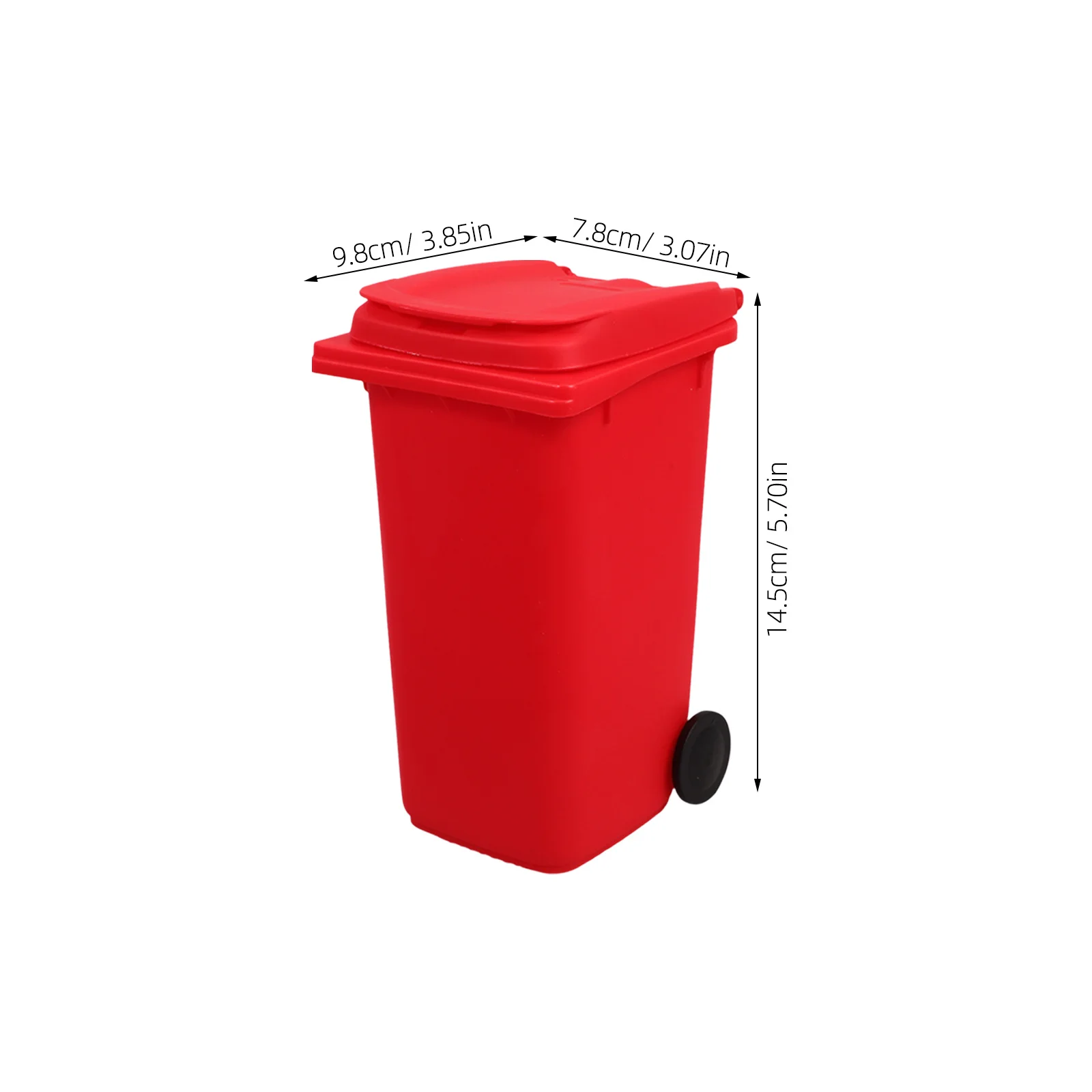 4Pcs Mini Trash Can Pencil Holder Cute Desktop Garbage Bin Lid Wheels Mini Garbage Can Pen Storage Pencil Box Hard