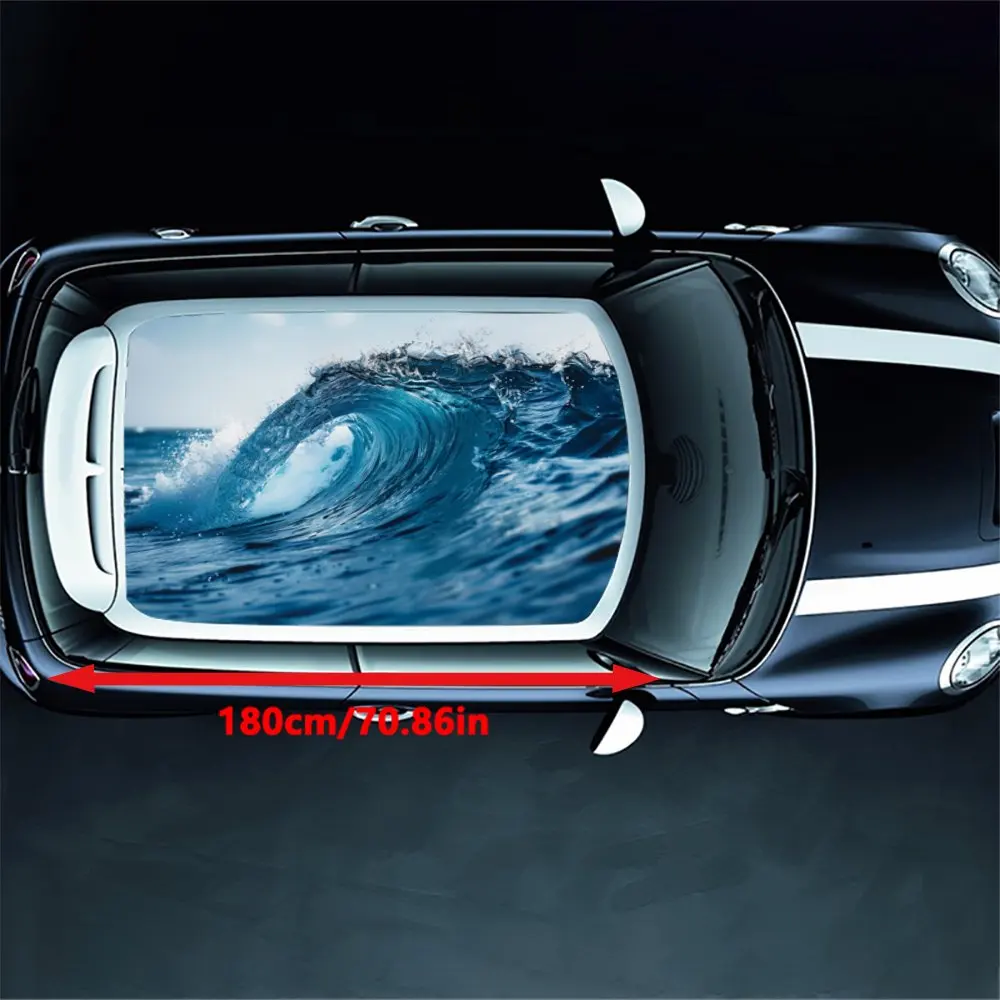 Spectacular Waves and Rapids Car Roof Sticker Wrap Racing SUV Auto Accessories Packaging PVC Car Hood Graphic Decal Decoration