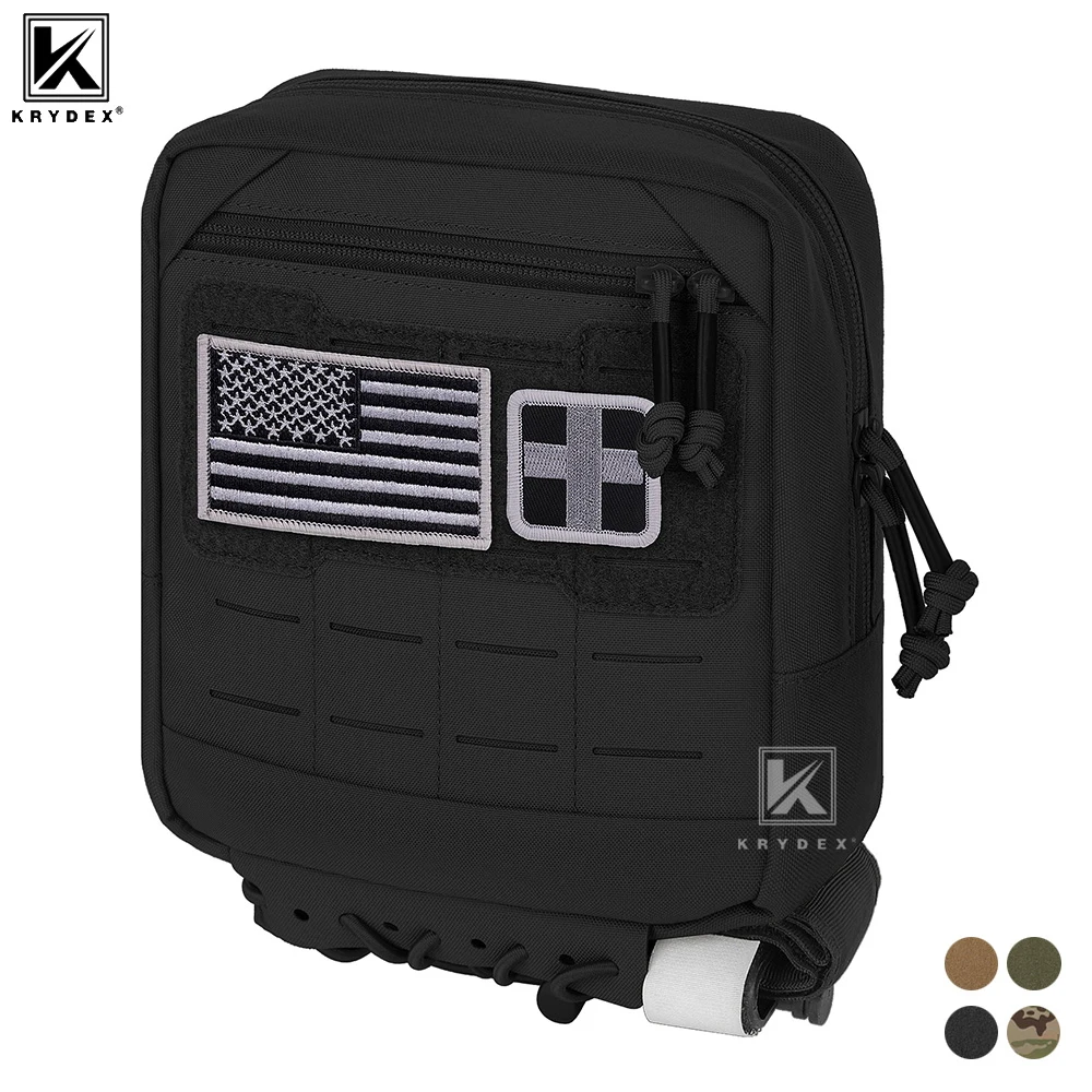 KRYDEX Tactical MOLLE Admin Pouch Multi-Purpose Laser-Cut Utility Tool Pouch Modular Medic Bag Camping Outdoor Accessories