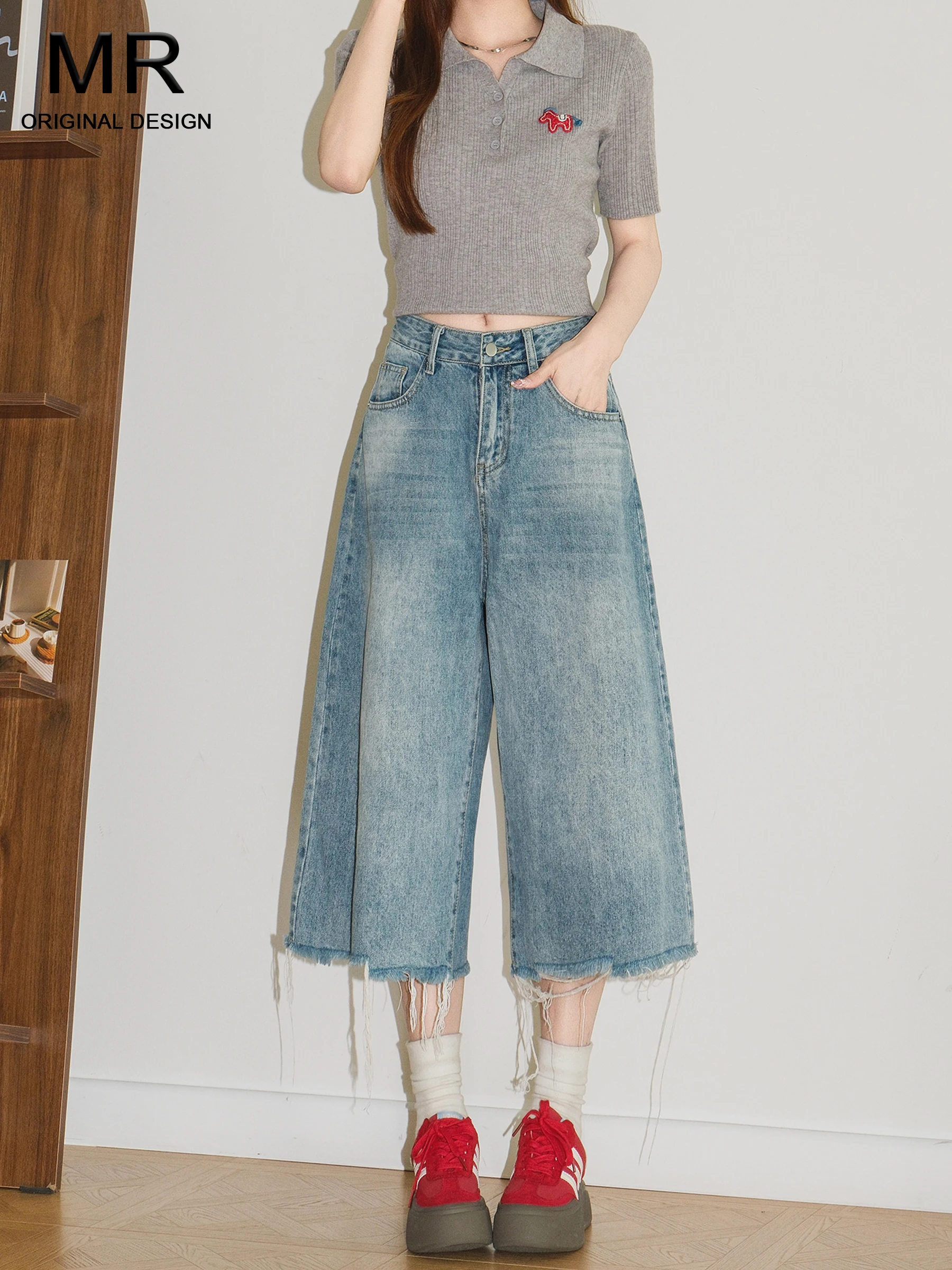 

Свободные джинсовые шорты с высокой талией в американском стиле для женщин, летние повседневные драпированные сексуальные синие джинсовые шорты с высокой талией