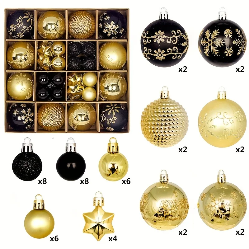 44pcs Christmas Tree Ball Type Hanging Decoration Christmas Colorful Decoration Ball Christmas Tree Gift Decoration,HolidayParty