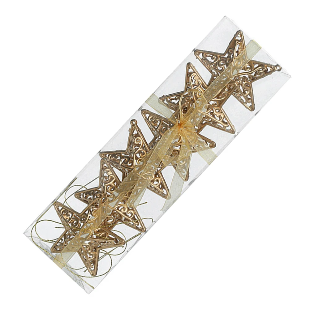 

6pcs Golden Christmas Hanging Pendant Lightweight Plastic Decorations Xmas Hanging Pendant Xmas Tree Ornaments Party Supplies