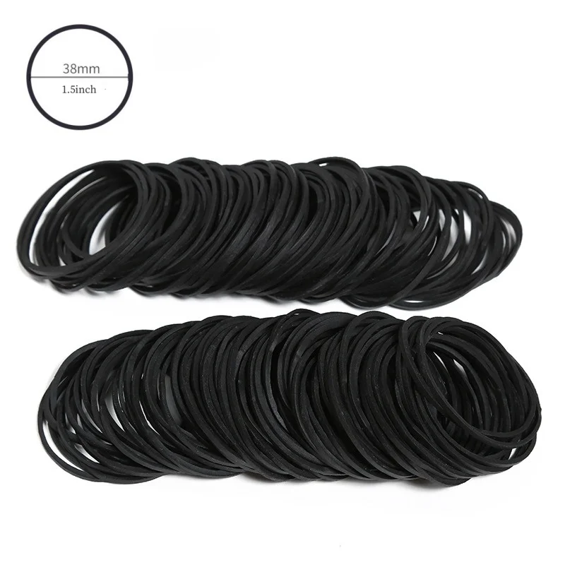 200 stücke schwarzes Gummiband Größe 38mm 1,5 Zoll Gummibänder kleines Gummiband für Bürobedarf Schule nach Hause elastisches Haarband