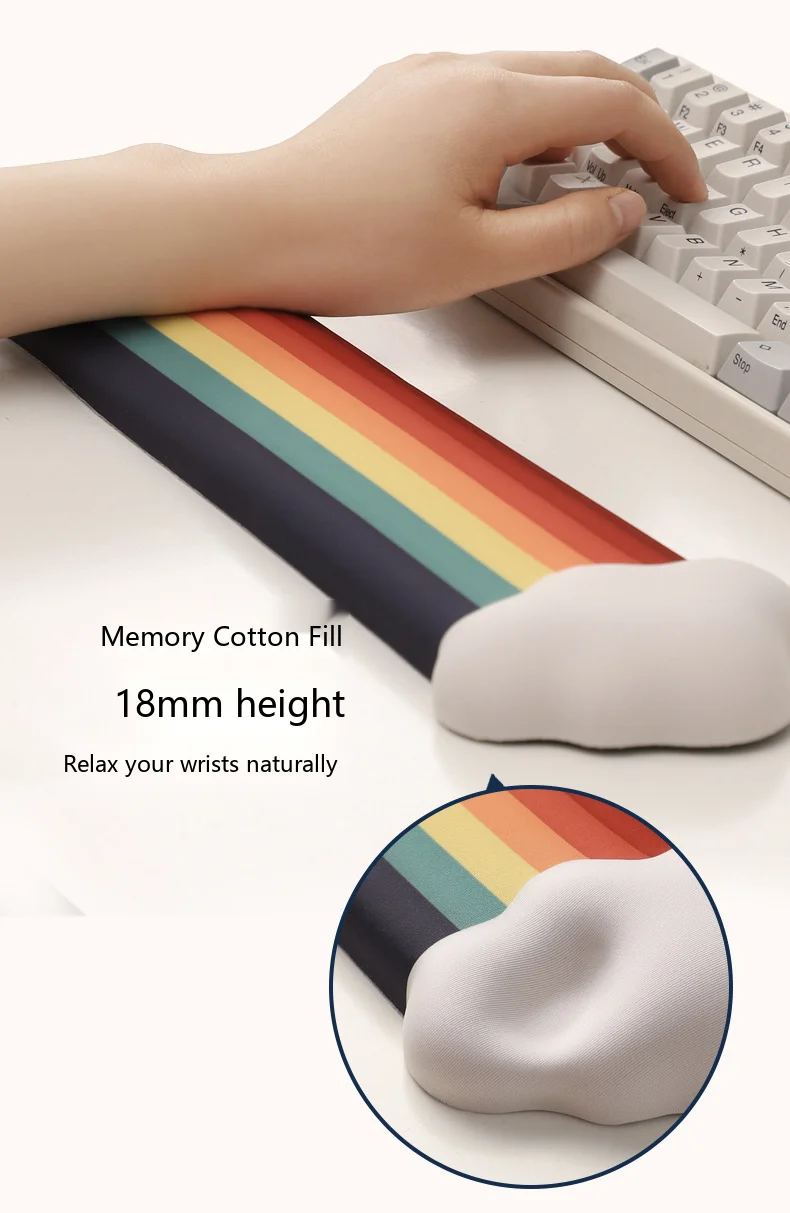 Cloud Rainbow Silikon-Handgelenkauflage Mauspad Ergonomische Schreibtischunterlage für Büro und Gaming 4 Farboptionen 2 Größen – Detail 5