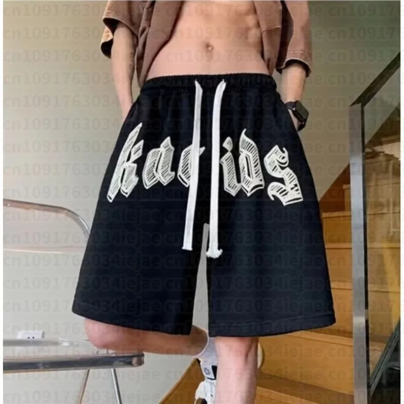 Oversized Shorts Men Kid American Vintage Letter Print Shorts Fashion Brand High Street Loose Couple Basketball Short Pants
