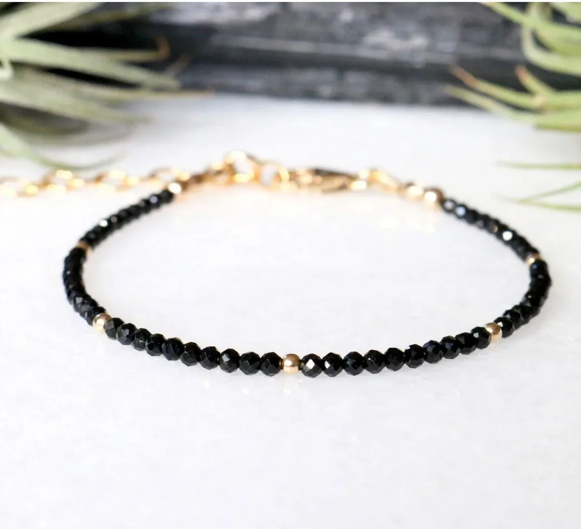 Black Spinel| Golden Filled Bracelet