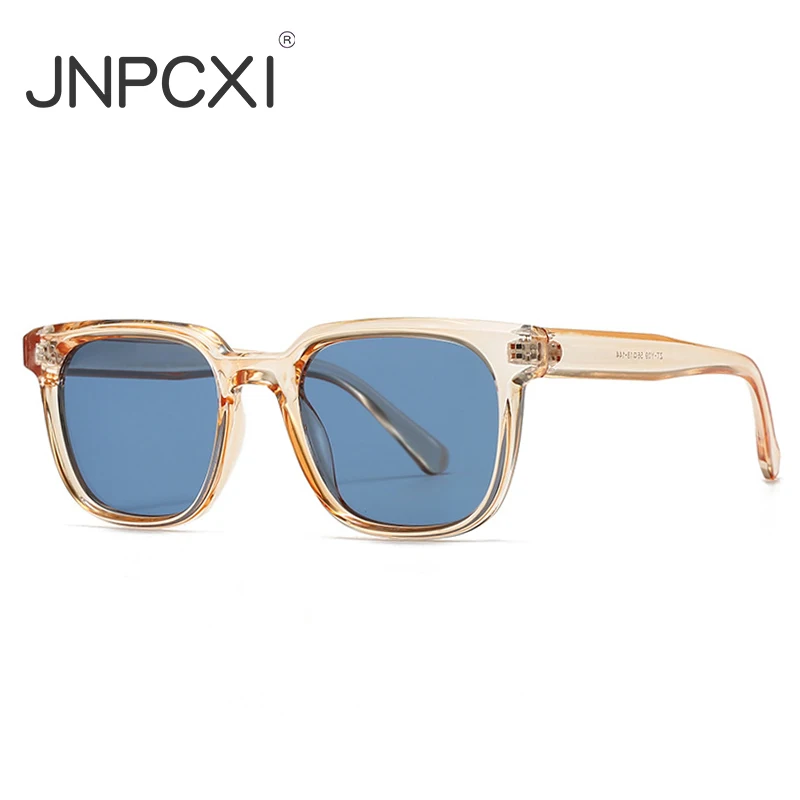 JNPCXI موضة جديدة مربع النظارات الشمسية النساء التدرج البرتقالي لون الحلوى ظلال UV400 الرجعية المسامير الرجال تتجه نظارات شمسية