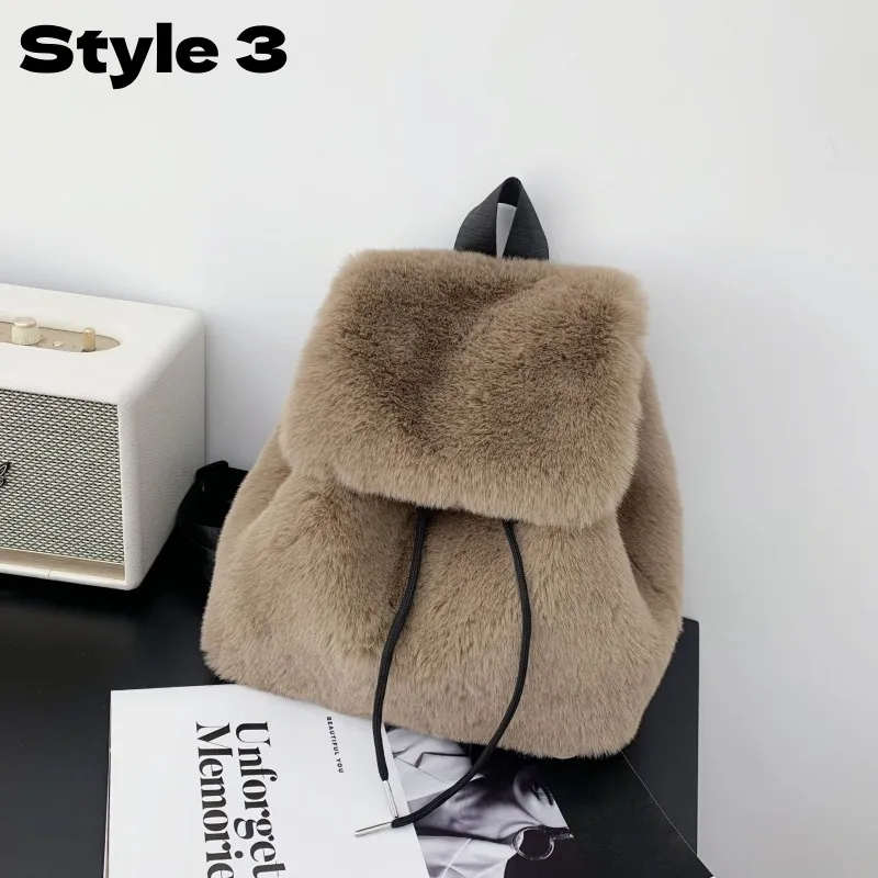 Y2k Plush Backpack Women Small Cute Drawstring Leopard  display picture 2