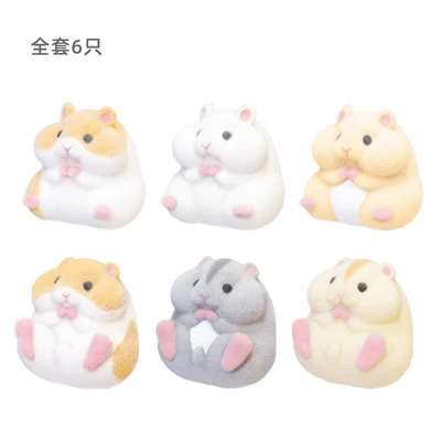 Genuine Yell Miniatures Figurines Mini Flocked hamster doll Gashapon Toy Squeeze and Release Toys Decoration DIY Accessories