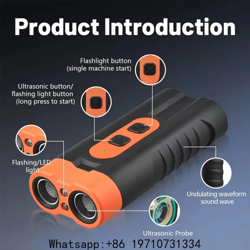 2025 Dual Head Ultrasonic Dog Repeller Anti Bark USB Rechargeable High-Power Dog Training Device with LED Flashlight