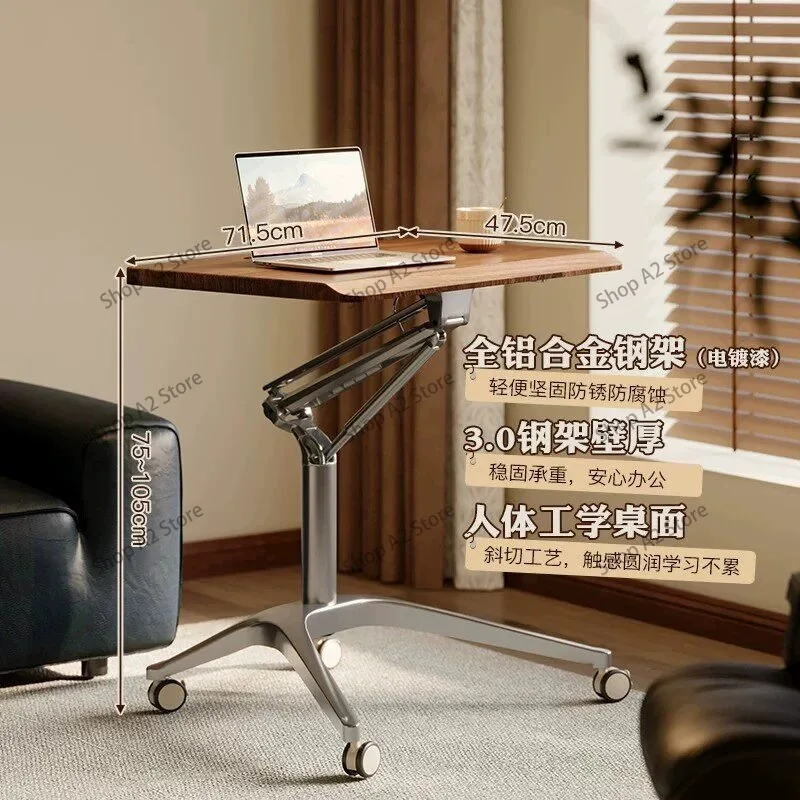 Pneumatic Standing Desk, Height Adjustable Mobile Laptop Table for Home Office, Small Sit Stand Workstation