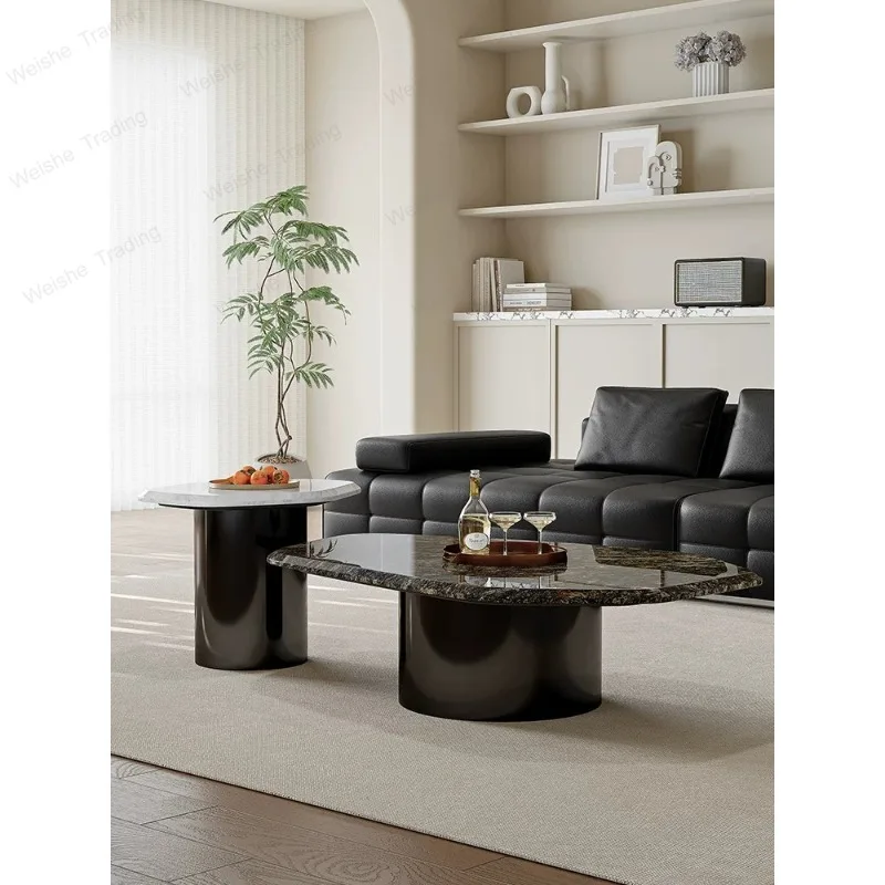 Light luxury marble coffee table special-shaped high-end sense modern simple living room side table combination