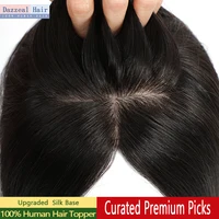 Base de seda Dazzeal para mujer, extensiones de cabello humano Natural europeo, Clip ins, postizo, Base de seda recta, adornos de cabello humano