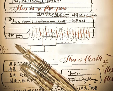 Mirror Silver Metal Fountain Pen Springy Super Rlastic Flexes Nib Pen Sketch Floral Round Gothic Softness Flexare Writing Pen