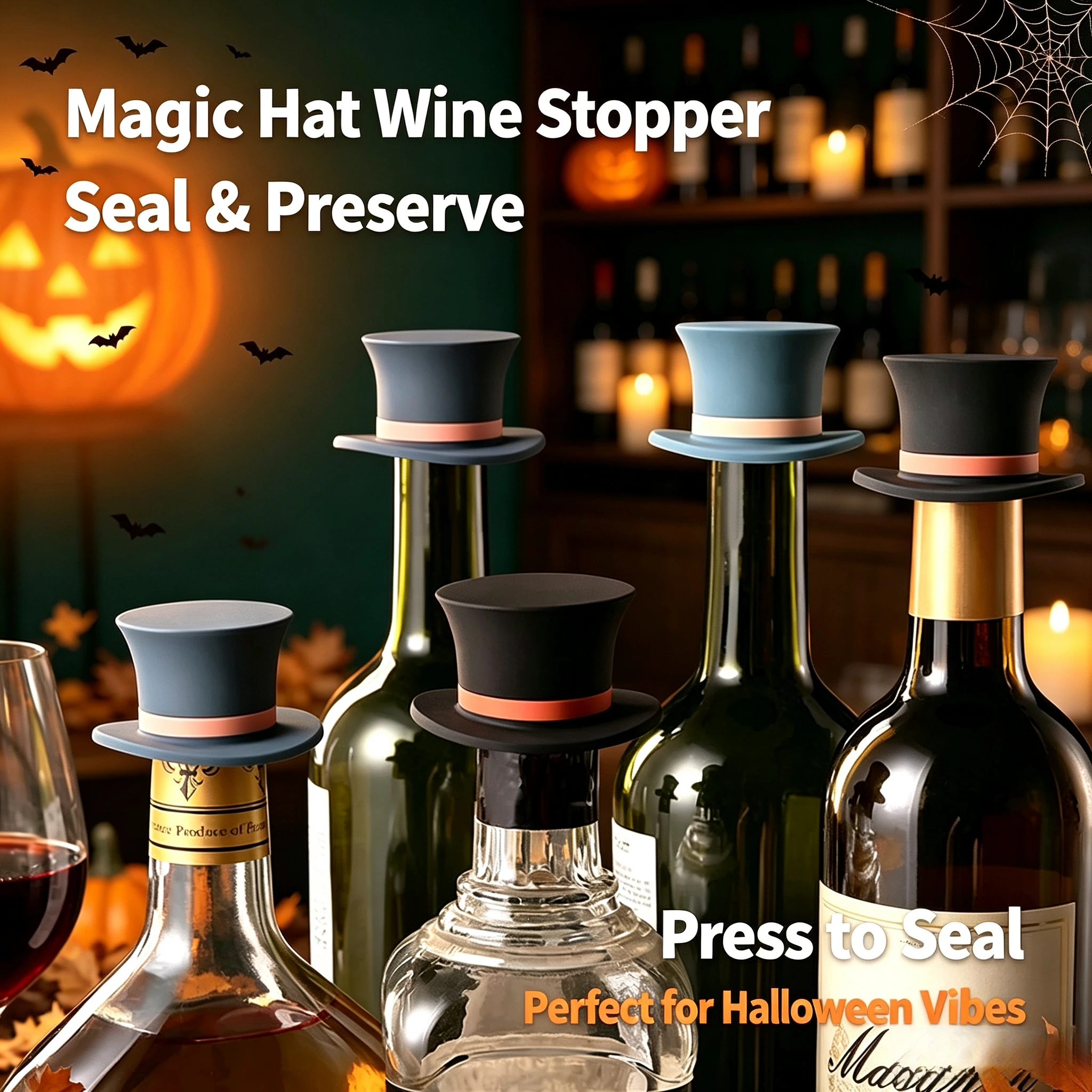 Wine Beer Hat - Halloween Magic Hat Silicone Bottle Stopper