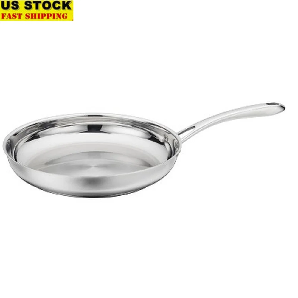 

Classic 12 Inch Stainless Steel Fry Pan Induction Compatible Dishwasher Safe Oven Safe Even Heating Cool Grip Handle