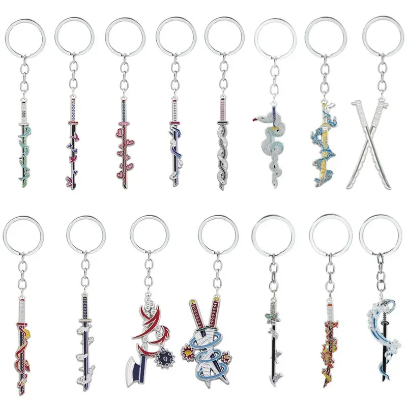 Demon Slayer Sword Keychain Cartoon Figures Mini Japanese Katana Sword Key Chains Enamel Pin Exquisite Anime Gifts Pendant Decor