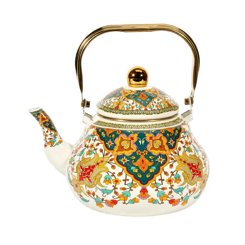 Enamel Kettle Boiling Water Ethnic Style Boil Milk Tea Coffee Pot Exquisite Teapot Russian Style Kettle