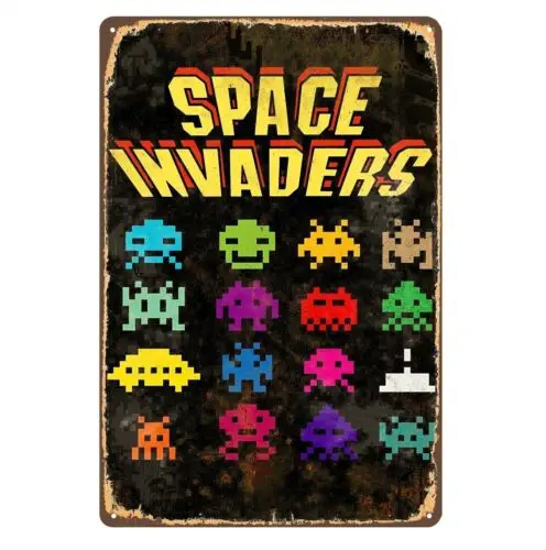 Space Invaders Retro Video Game Metal Poster - Collectable Tin Sign - 20*30cm