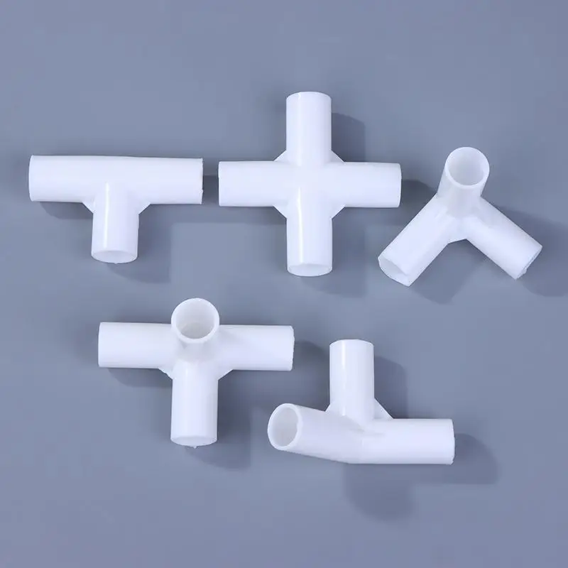 10PCS 12mm Plastic White Pipe Connector DIY Shelf Tent Fixed Joint Fitting Tee Four Way Straight Elbow Wardrobe Hook Joint