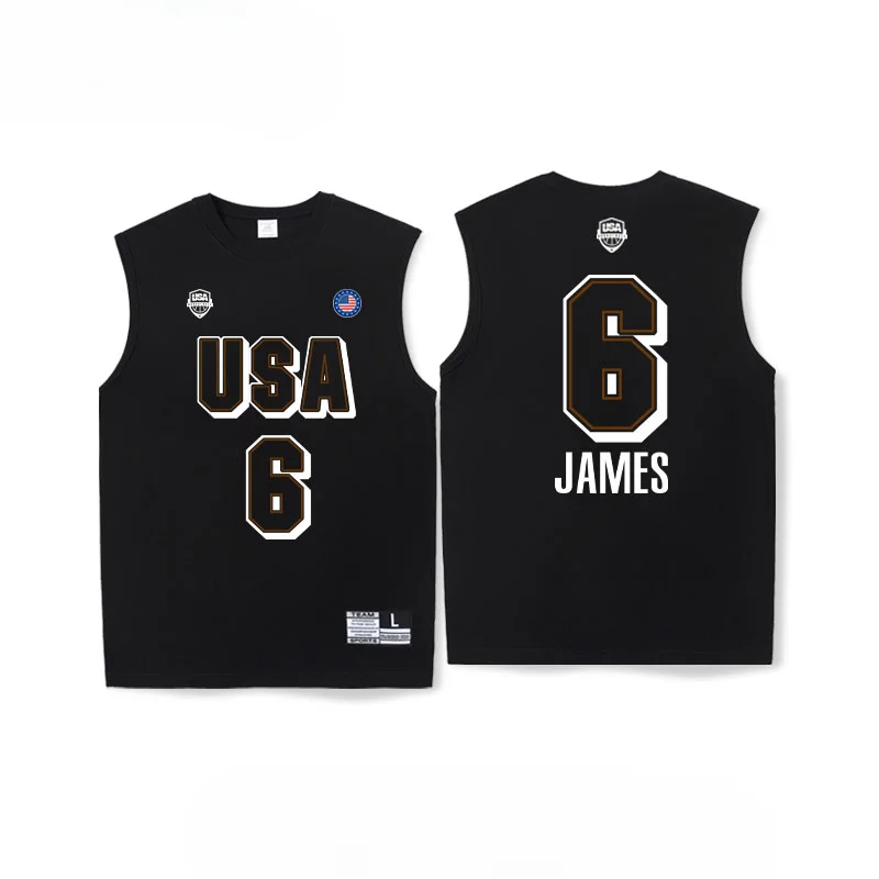 Jayson Tatum USA Basketball 2024 Summer Name & Number T-Shirt-Navy logo Quick drying printed shirt #10 Shirt-Black Kids/Adults