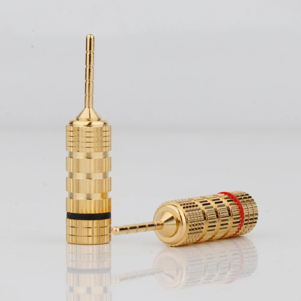 Conector de clavija de Cable de altavoz de 2MM, conector Banana chapado en oro, bloqueo de tornillo para Cable Hifi
