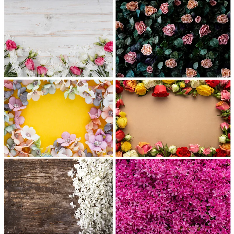 

SHENGYONGBAO Art Fabric Photography Backdrops Prop Flower Wall Wood Floor Wedding Theme Photo Studio Background 21916 XHU-05