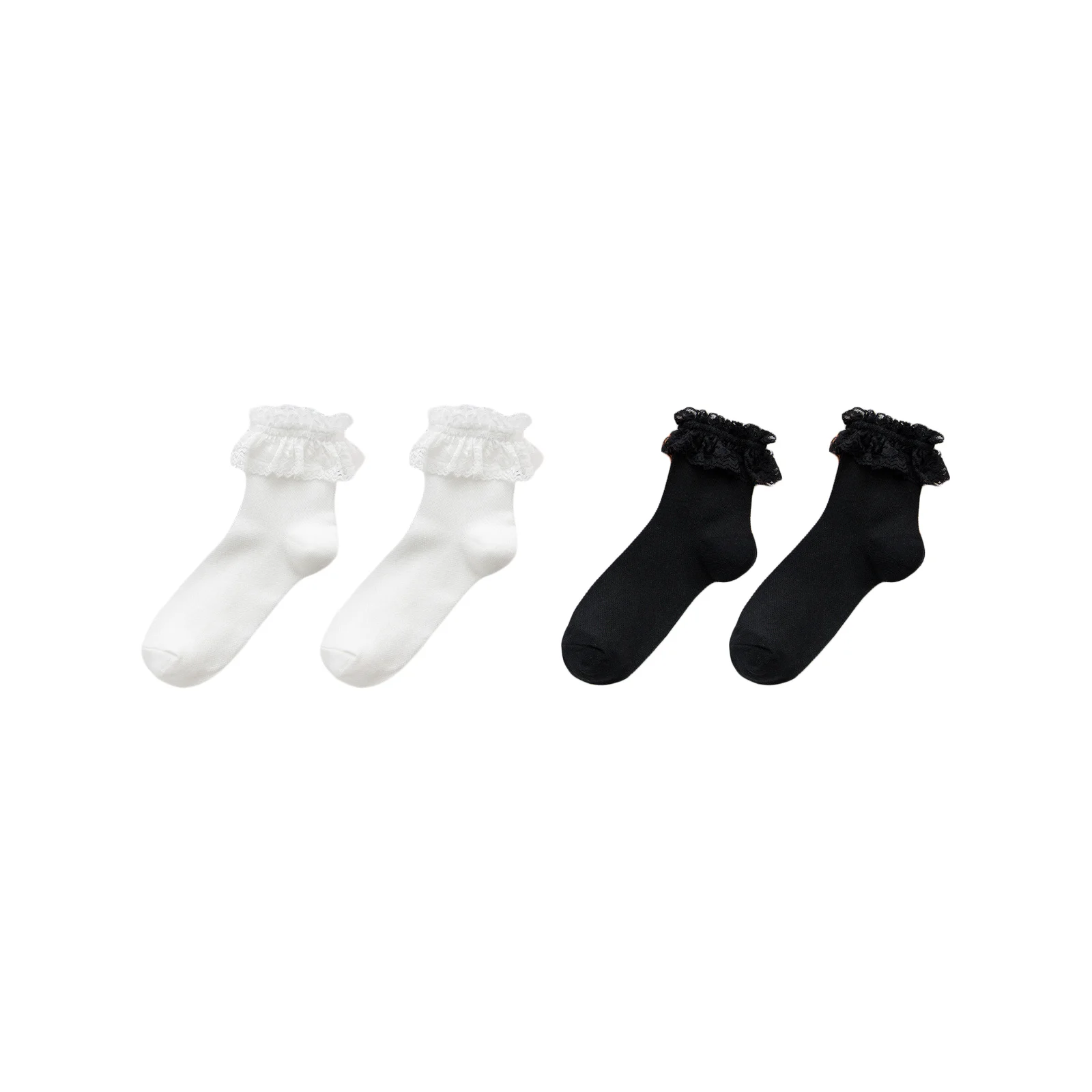 

Pure cotton Lolita women's cotton socks, 1 pair each in white and black