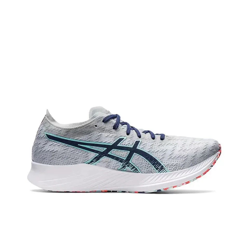 Asics Metaracer 1.0 Racing Mesh Fabric Low-cut Carbon Plate Training Running Shoes for Men Gray Blue