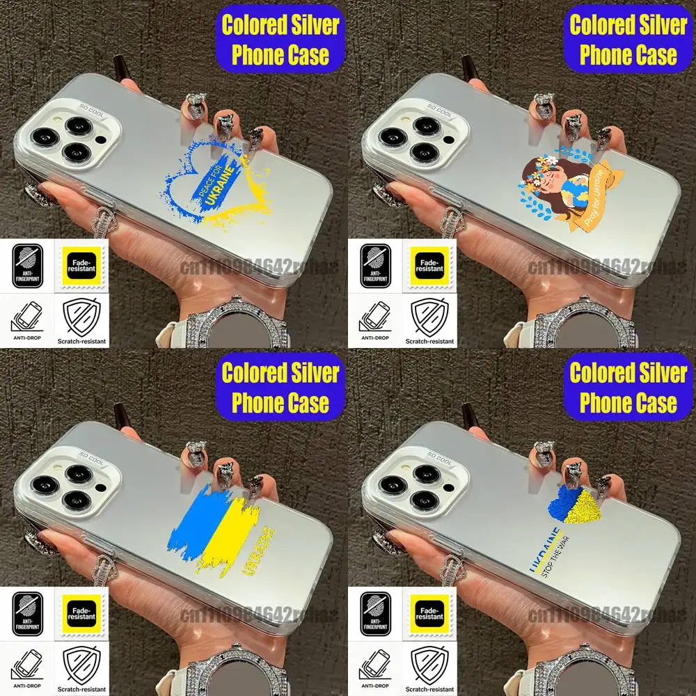 

Pray For U-Ukraine Custom Phone Case iPhone 15,17,11,14,13,16,12,E,Max,Plus,Air,Pro,Mini Color Silver Cover