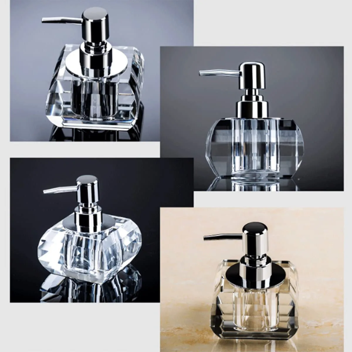 Transparent Crystal Glass Hand Sanitizer Soap Bottle Creative Press Hotel Liquid Soap Dispenser Soap Lotion Bottle for Bathroom