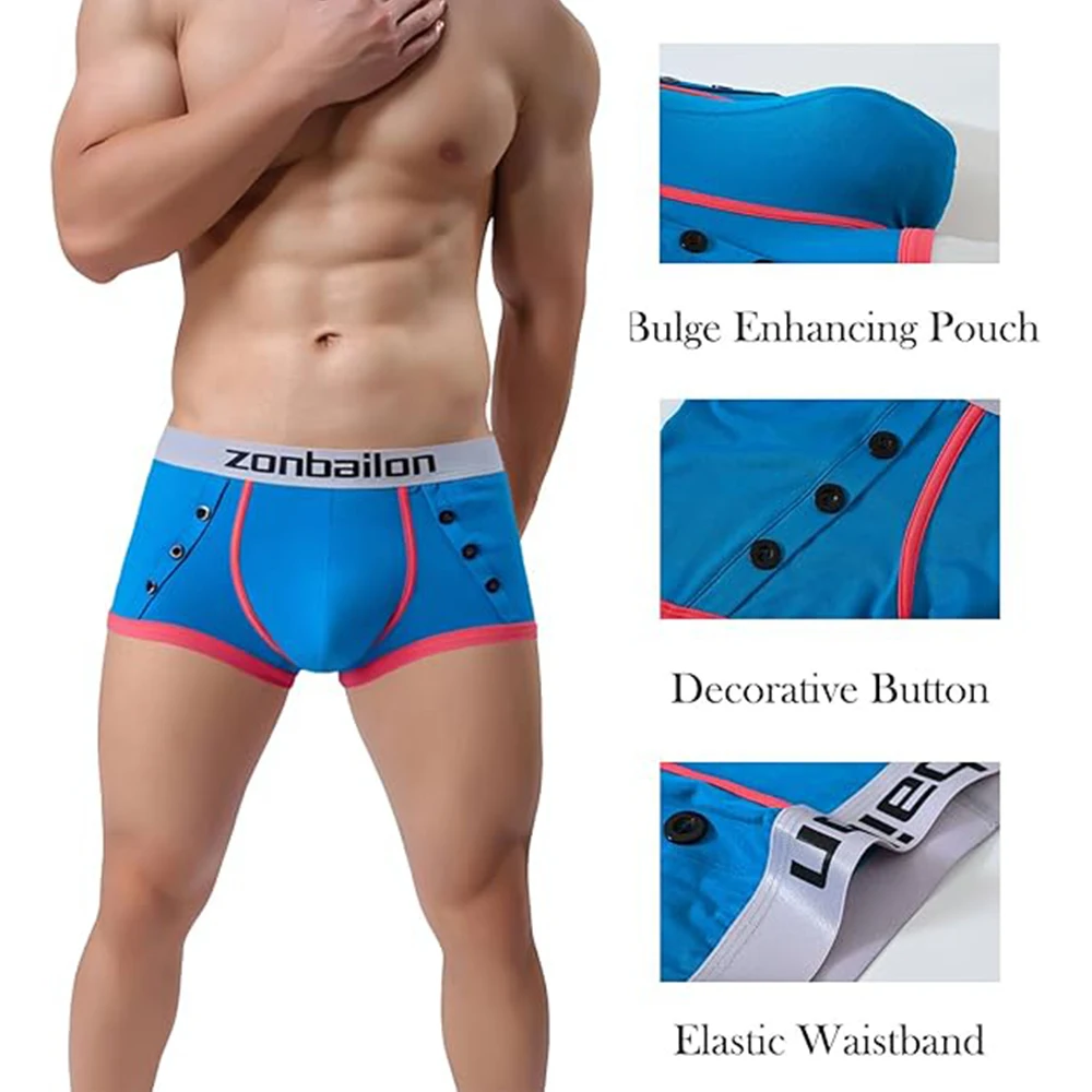 

ZONBAILON Mens Sexy Bulge Enhancing Boxer Underwear Bamboo Viscose Tagless Smooth Trunks Underpant