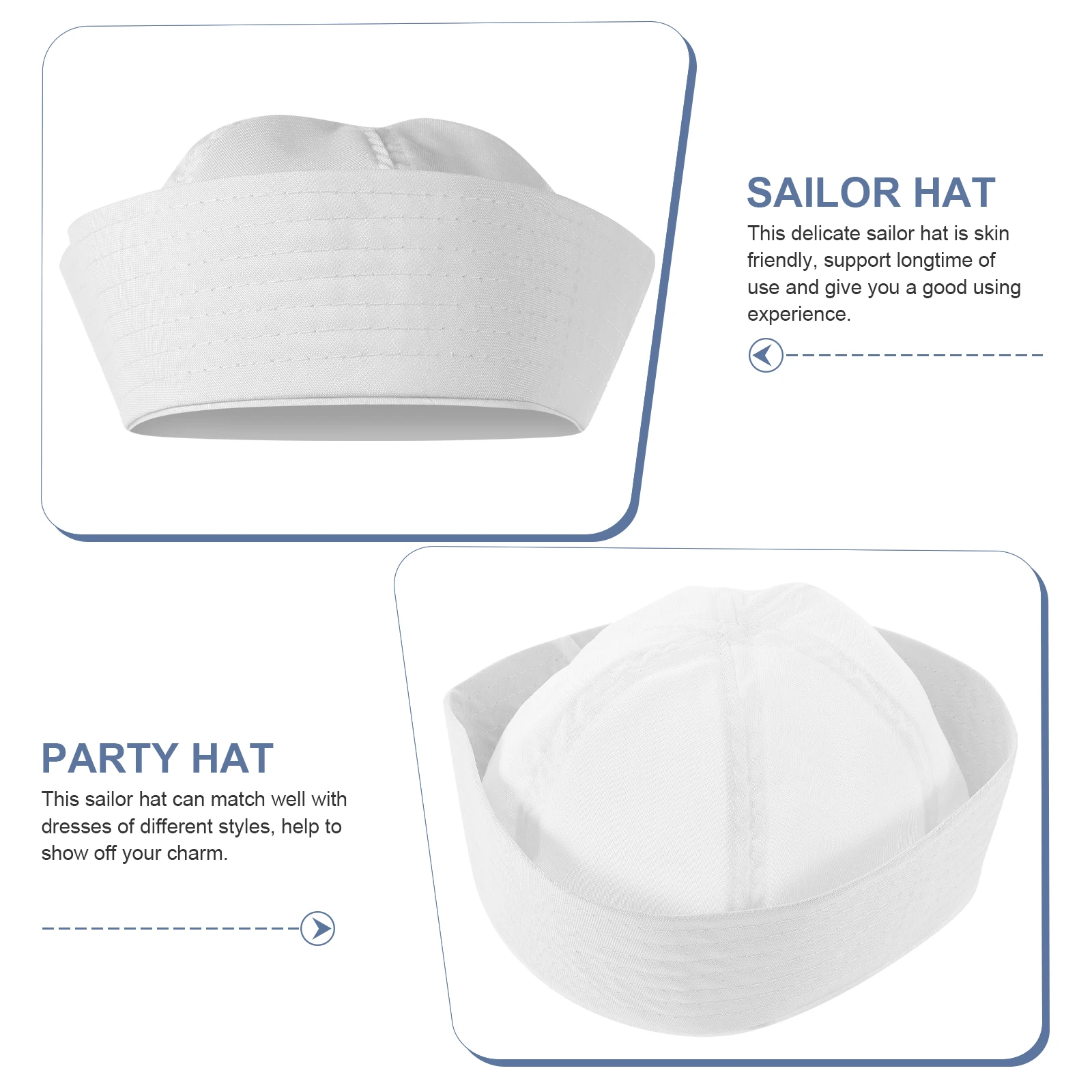 

Sailor Hat White Round Dome Rolled Brim Navy Captain Hat Adult Men Women Polyester Costume Stage Performance